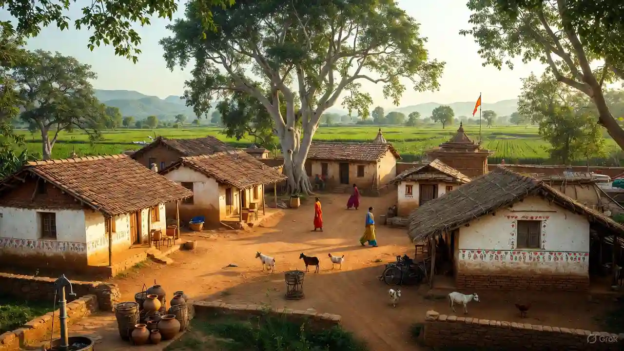 Kal Mona village depiction in artistic way