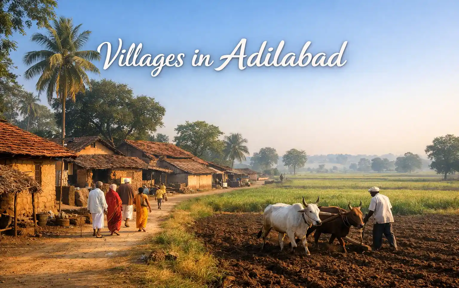 Villages in Adilabad. A village scene where farming is ploughing field.